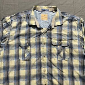 Tommy Bahama Men's Blue and Cream Plaid Shirt
